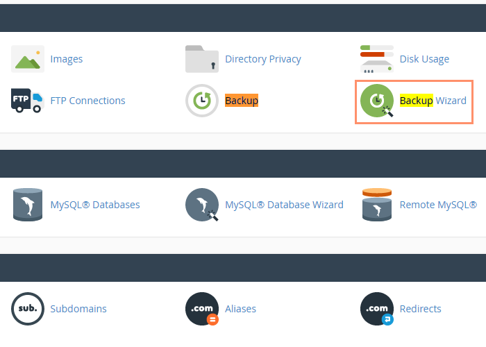 Backup Wizard cPanel