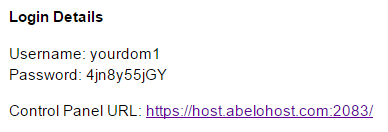cPanel login details