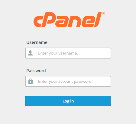 cPanel login page