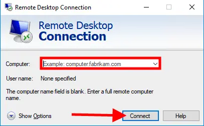 Remote Desktop Connection Settings